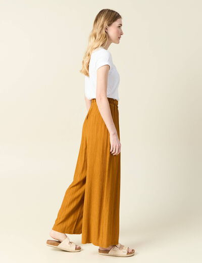 Pantalon large camel femme