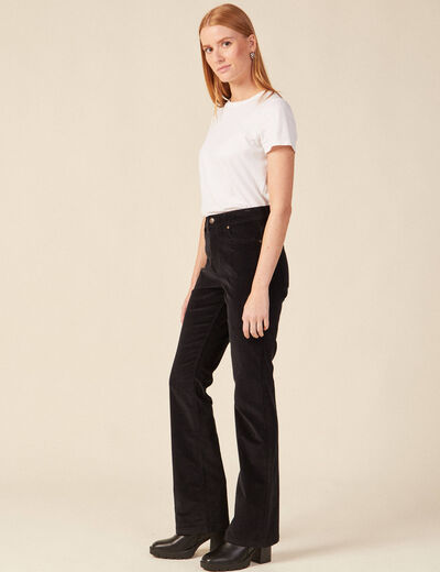 Pantalon bootcut velours noir femme