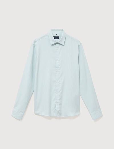 Chemise droite en coton manches longues bleu gris homme