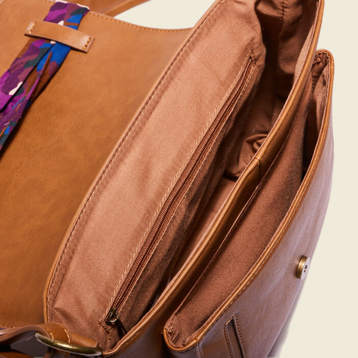 Sac besace avec foulards marron femme