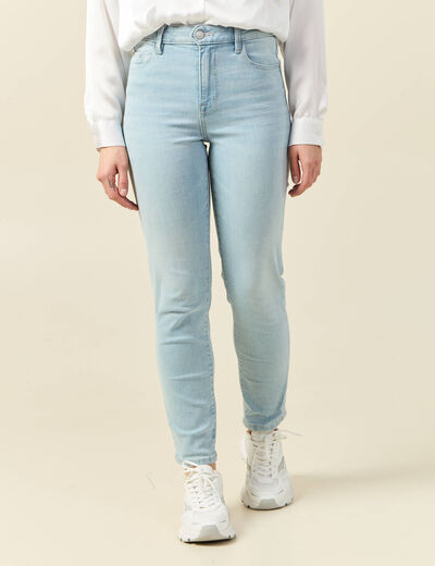 Jeans slim taille haute 7/8ème denim bleach femme