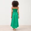 Robe bretelles col carr&eacute; en coton vert femme
