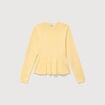 Pull col rond manches longues jaune clair femme
