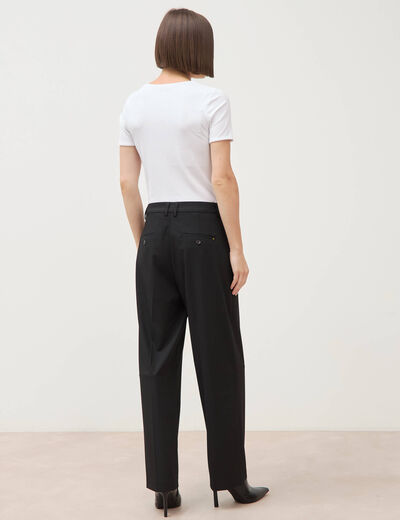 Pantalon droit taille haute noir femme