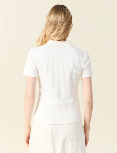 Polo manches courtes ecru femme