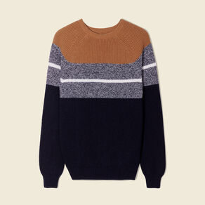 Pull manches longues fabriqué en France marron homme