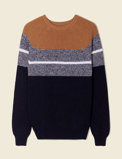 Pull manches longues fabriqué en France marron homme