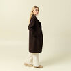 Manteau droit long col montant marron fonc&eacute; femme
