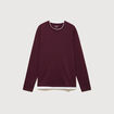 T-shirt droit col rond manches longues prune homme
