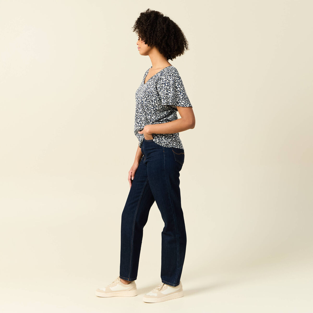 T-shirt manches courtes bleu femme