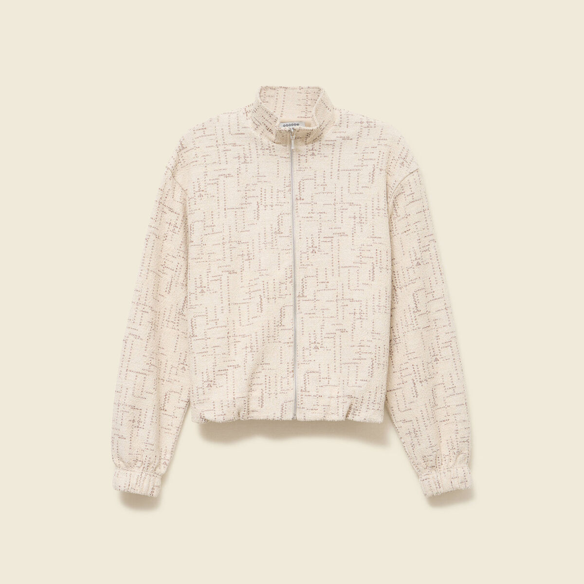 Veste manches longues col montant ecru femme