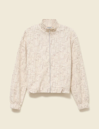 Veste manches longues col montant ecru femme