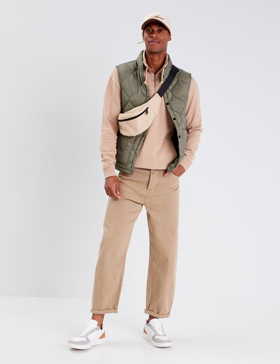 Doudoune droite sans manches vert kaki homme