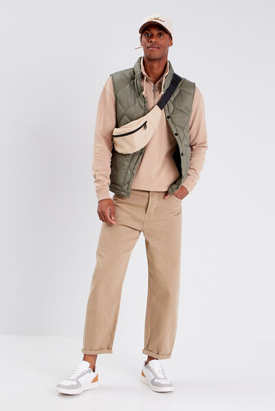 Doudoune droite sans manches vert kaki homme