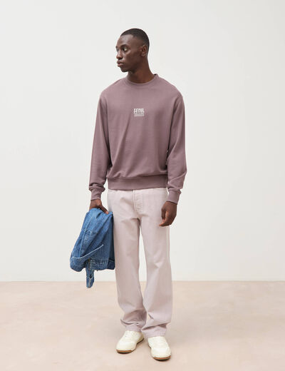 Sweat col rond manches longues mauve homme