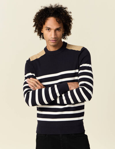 Pull manches longues bleu foncé homme