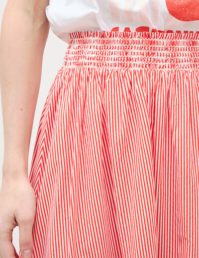 Jupe taille haute en coton rouge femme