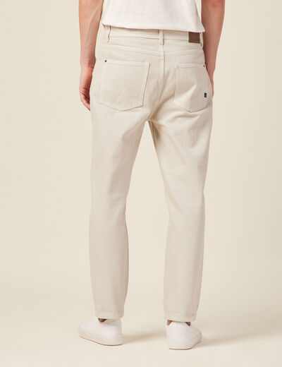 Jeans tapered 5 poches beige homme