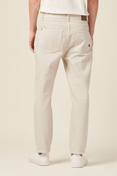 Jeans tapered 5 poches beige homme
