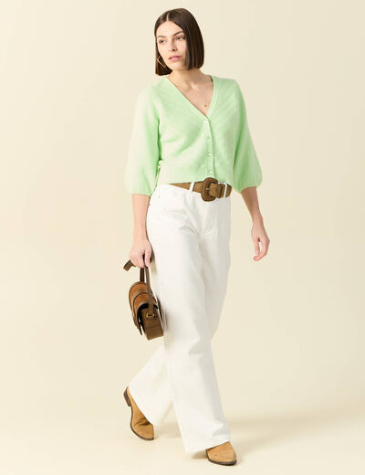 Gilet manches 3/4 vert clair femme
