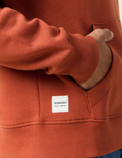 Sweat à capuche marron cognac homme