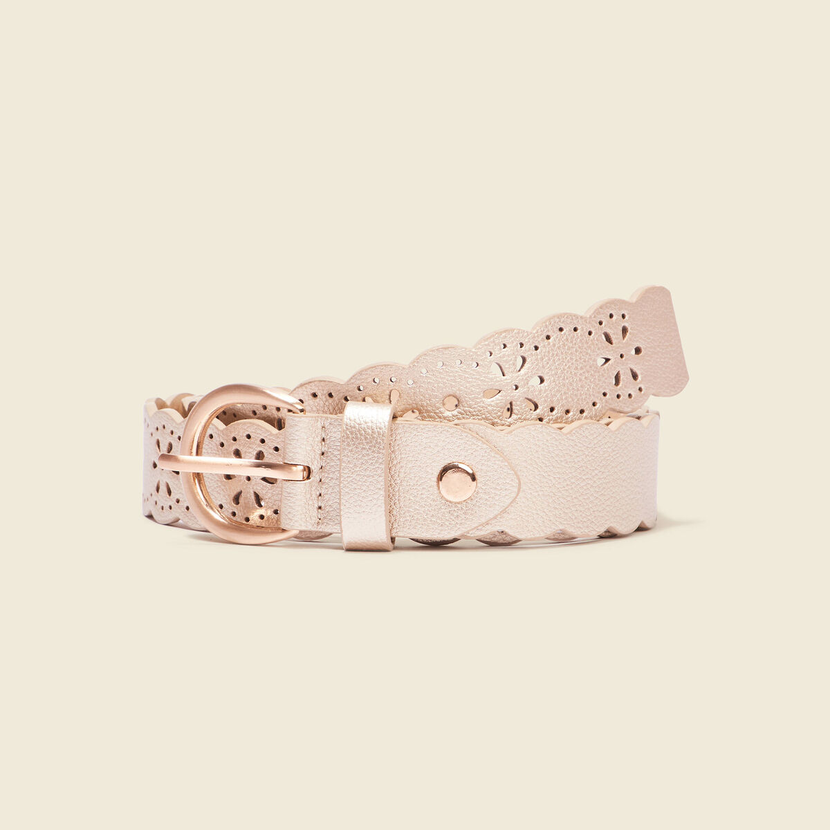 Ceinture perforée couleur or femme