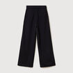 Pantalon large taille haute fluide noir femme