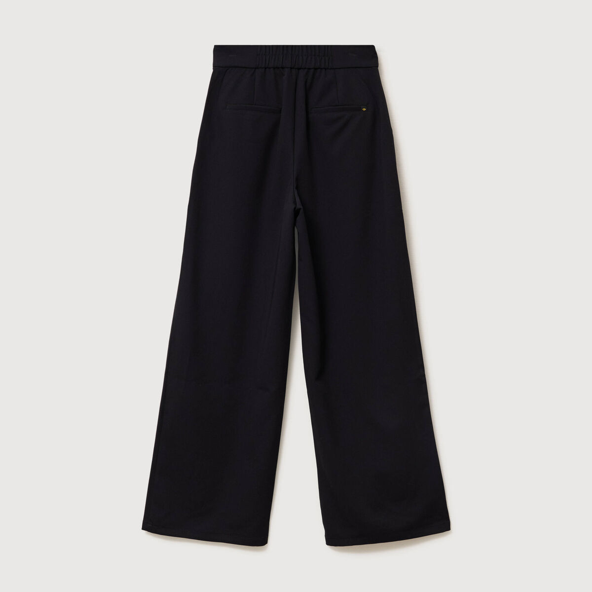 Pantalon large taille haute fluide noir femme