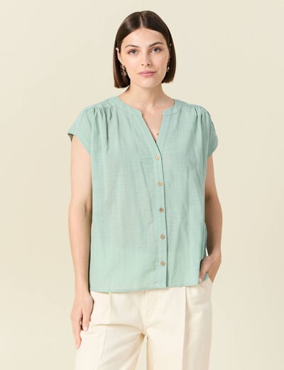 Chemise manches courtes vert pastel femme