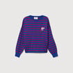 Pull manches longues col rond bleu roi femme