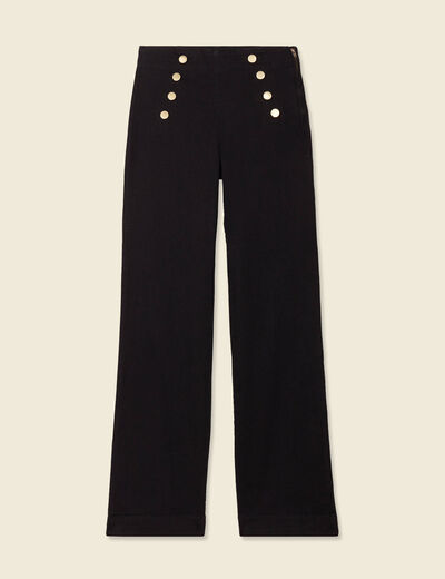 Jeans flare à pont denim noir femme