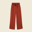 Pantalon loose avec ceinture marron cognac femme