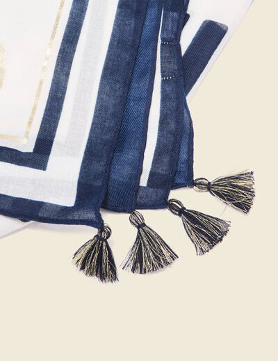 Foulard avec pompons blanc femme
