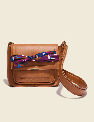 Sac besace avec foulards marron femme