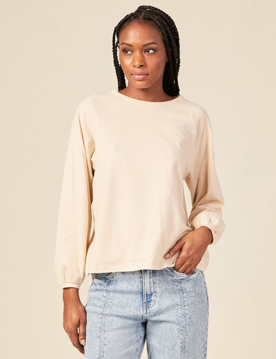 T-shirt manches longues creme femme
