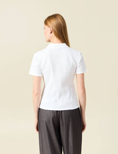 Polo manches courtes blanc femme