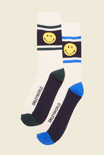 Lot 2 chaussettes SmileyWorld ecru homme