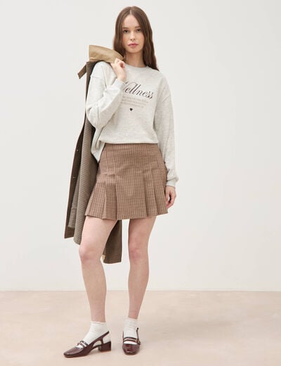 Sweat droit manches longues gris clair femme