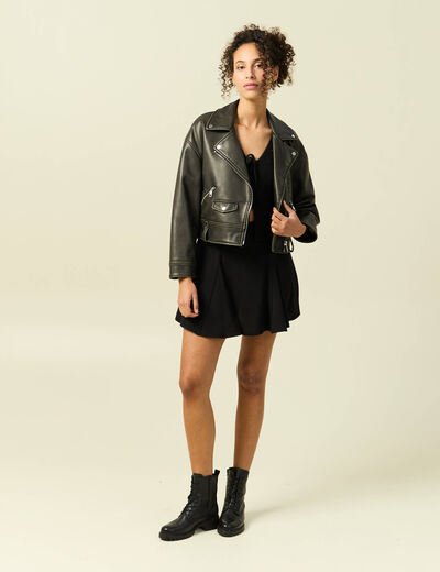 Gilet col V manches longues n&oelig;uds noir femme