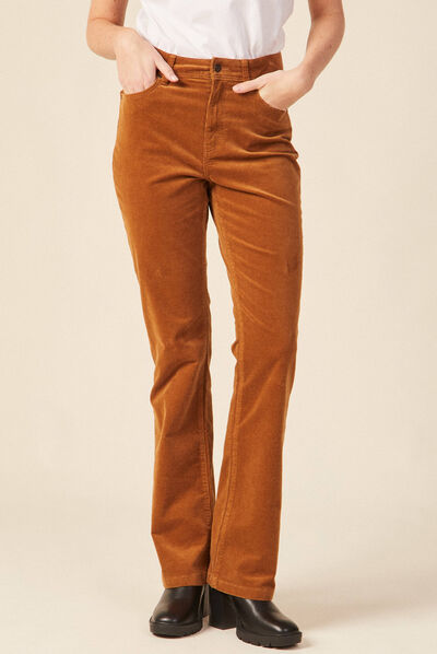 Pantalon bootcut velours marron femme