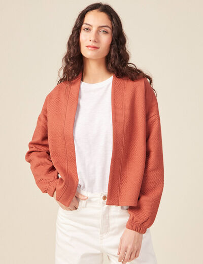 Gilet manches longues orange femme
