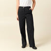 Pantalon large cropped taille haute noir femme