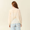 Blouse manches longues brodée creme femme