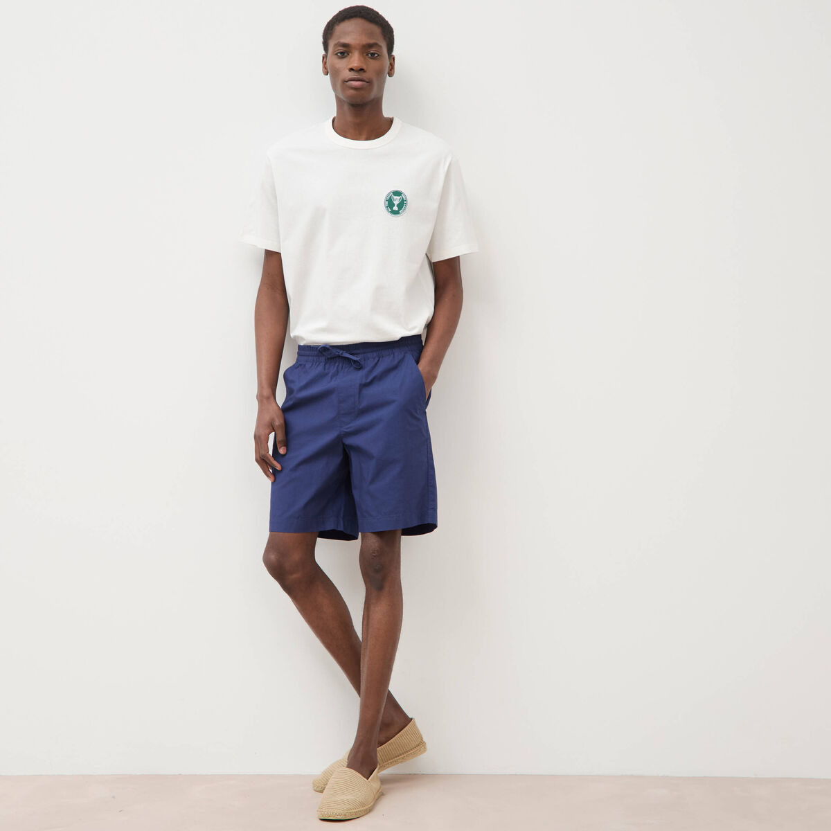 Bermuda en coton bleu fonc&eacute; homme