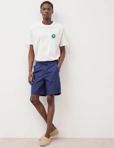 Bermuda en coton bleu fonc&eacute; homme