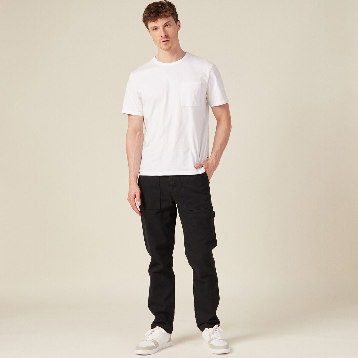 Jeans relax charpentier noir homme