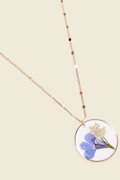 Collier pendentif résine couleur or femme