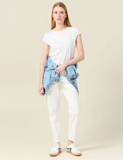 Jeans mom 7/8ème denim blanc femme