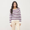 Pull col rond manches longues en coton marron chocolat femme