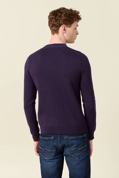 Pull manches longues violet fluo homme